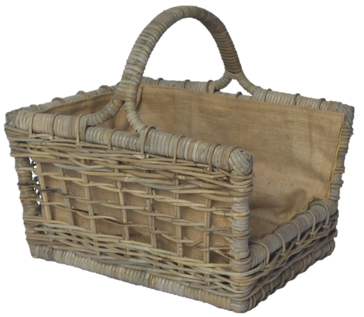 Log Basket Open Weave with High Handle