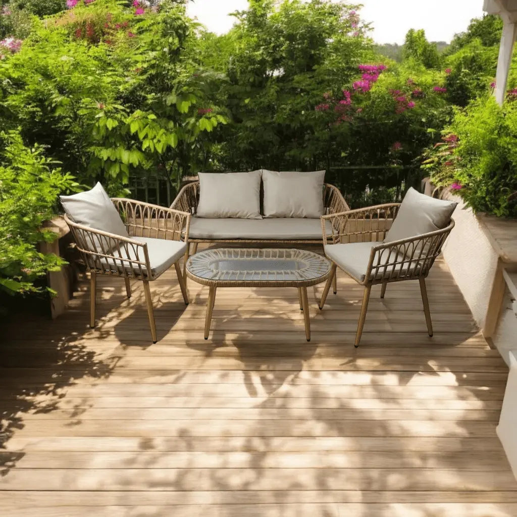 Rattan 4 Garden Set with Cushions Timbertrove