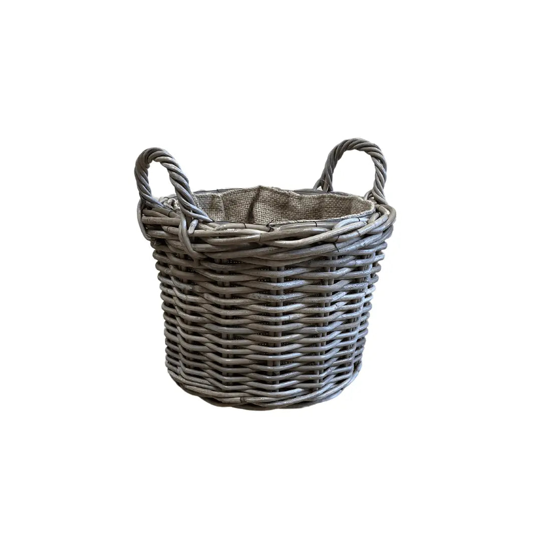 Rattan Basket with Hessian Liner