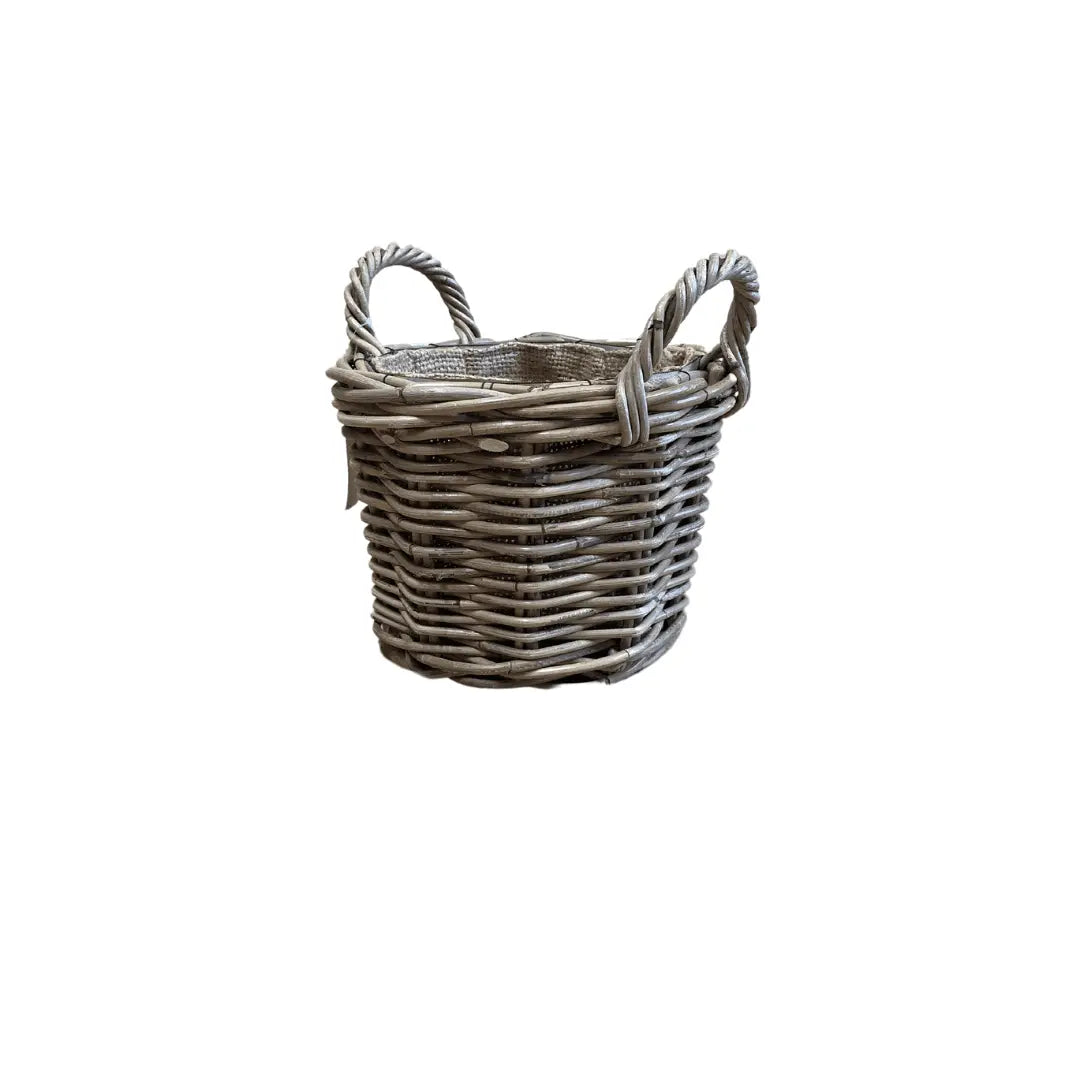 Rattan Basket with Hessian Liner