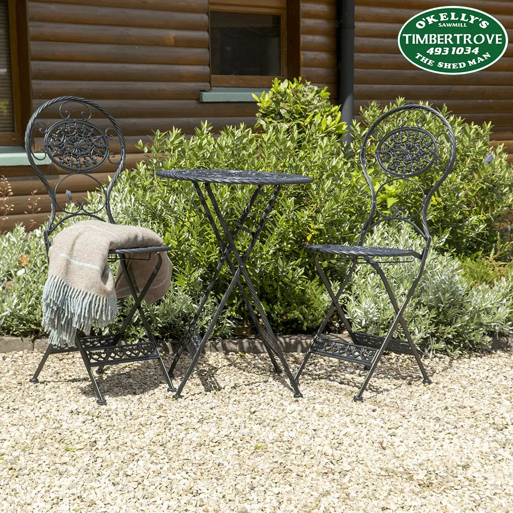 Black Metal Outdoor Table & Chairs Set Timbertrove