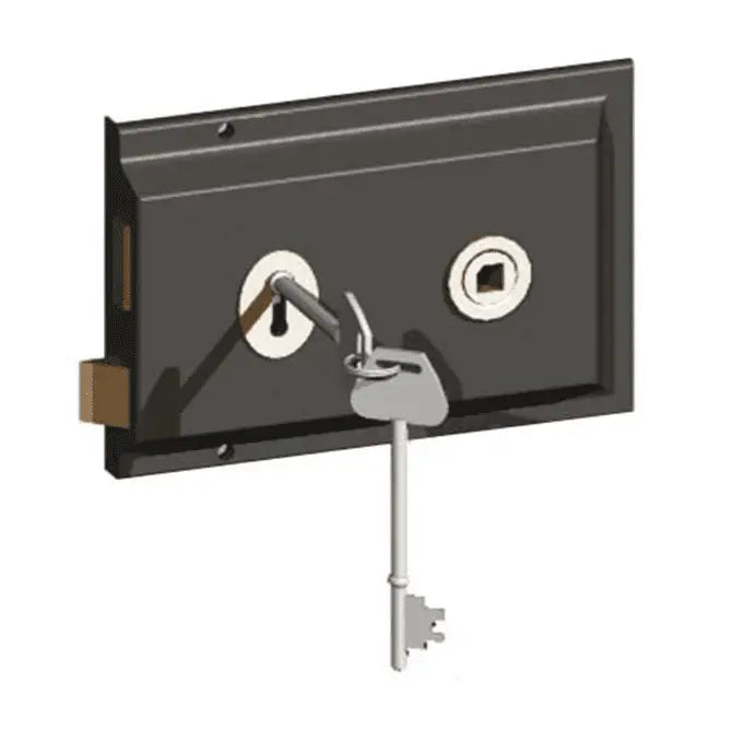 GateMate Rim Sash Lock 6x4" Epoxy Black