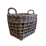 Open Weave Oval Baskets with Ear Handles & Jute Liner