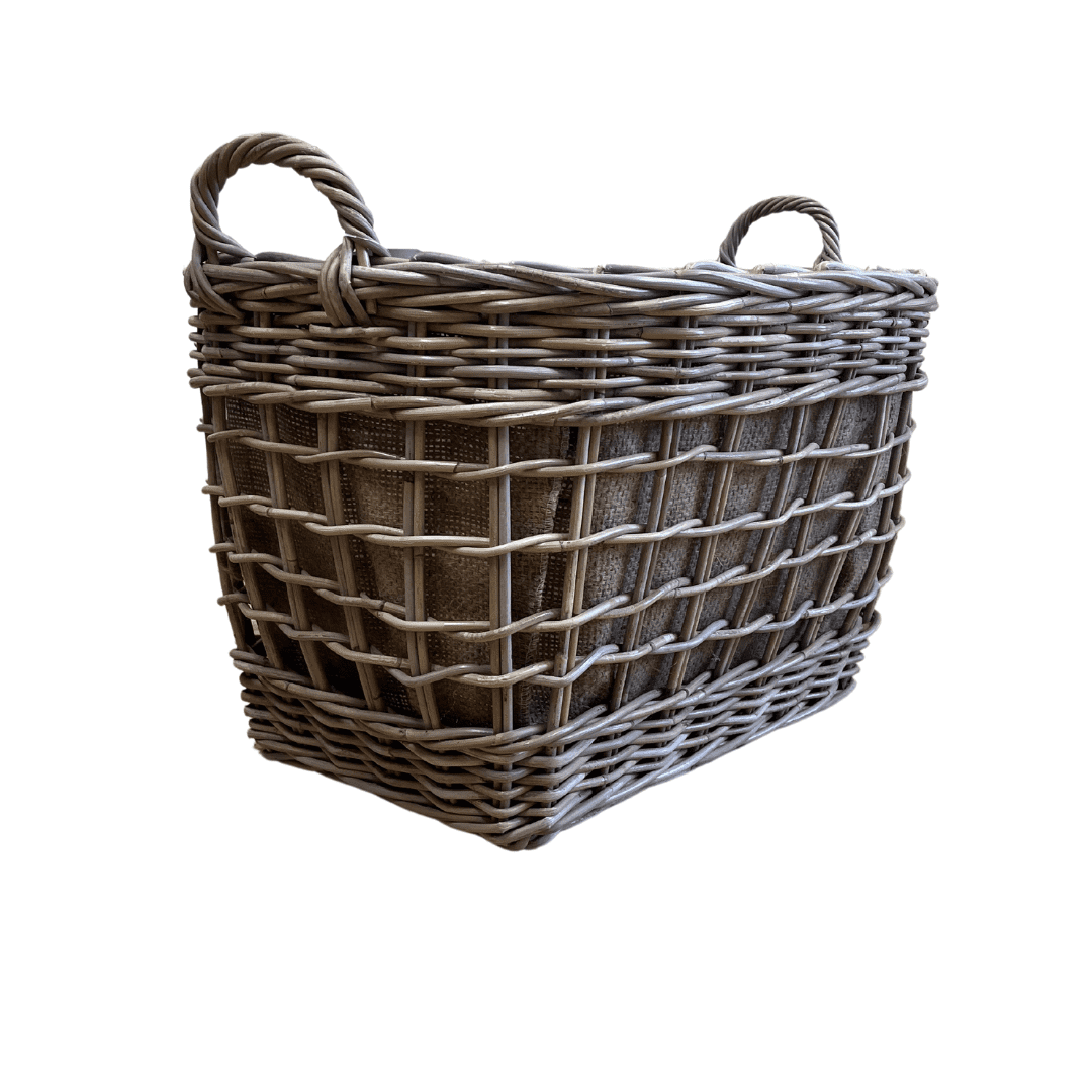 Open Weave Oval Baskets with Ear Handles & Jute Liner