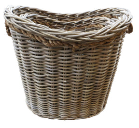 Oval Rattan Basket with Rope Handles