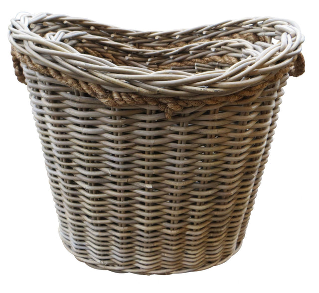 Oval Rattan Basket with Rope Handles
