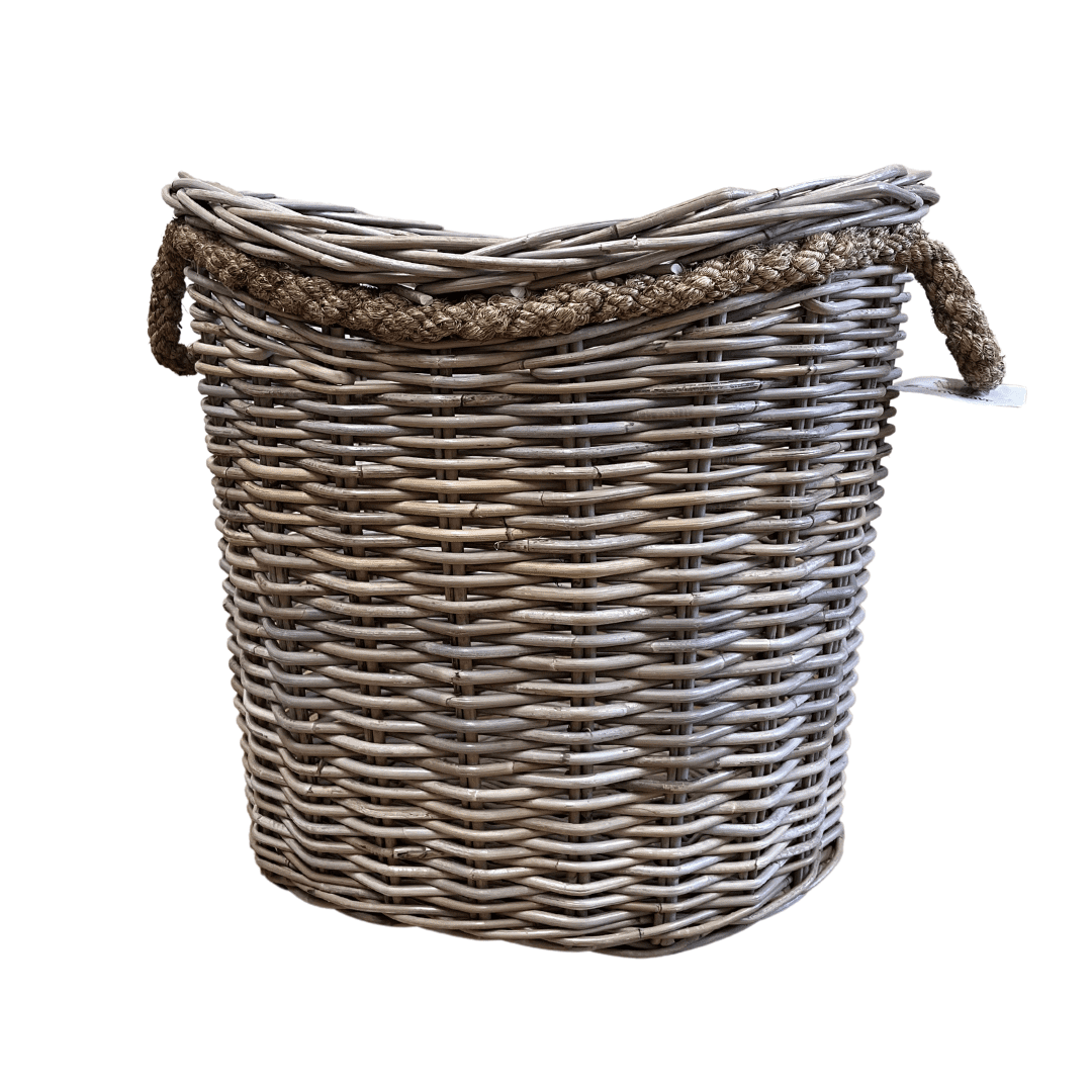 Oval Rattan Basket with Rope Handles