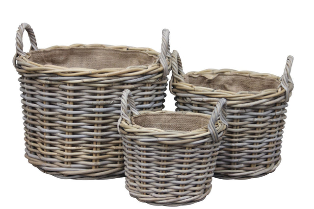 Rattan Basket with Hessian Liner