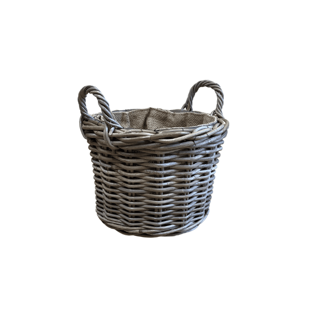 Rattan Basket with Hessian Liner