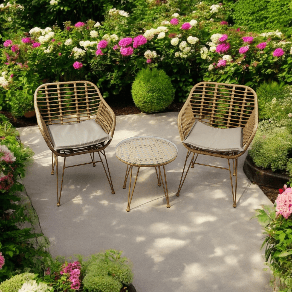 Rattan Bistro Set with Cushions