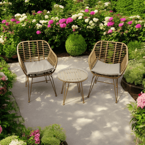 Rattan Bistro Set with Cushions