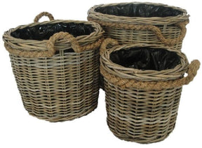 Round Planter Basket with Plastic Liner