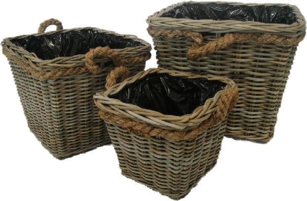 Square Planter Basket with Plastic Liner